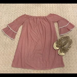 Haute Monde red and white strip dress